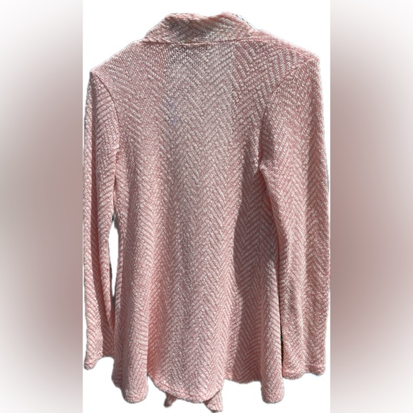 Market & Spruce Small Pink Chevron Knit Open Cardigan Sweater Womens - Picture 2 of 8
